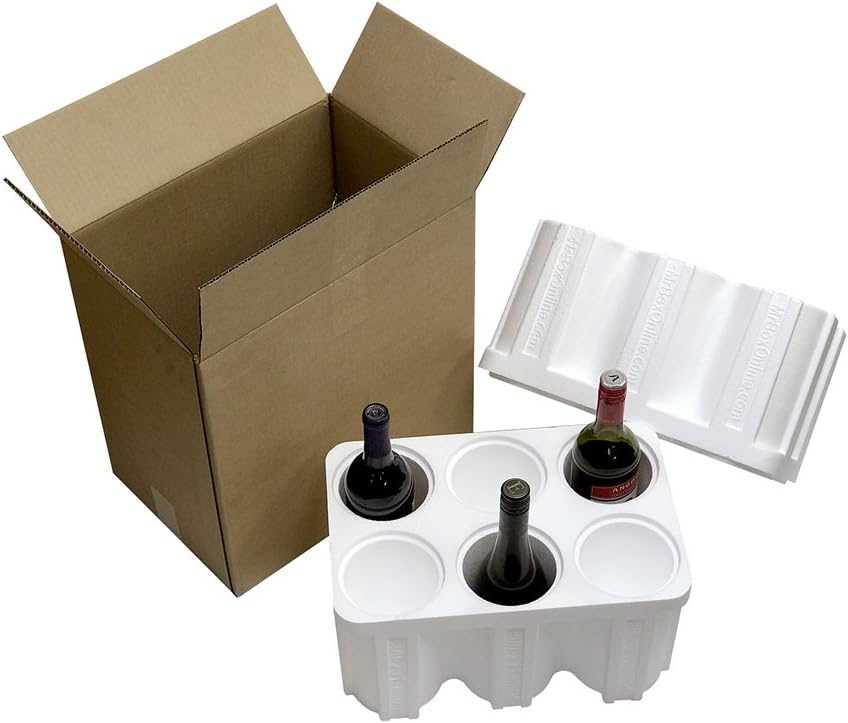 6 Bottle Styrofoam Wine Shipper with cardboard shipping