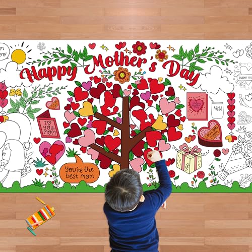 OHOME Mothers Day Giant Coloring Poster/Tablecloth