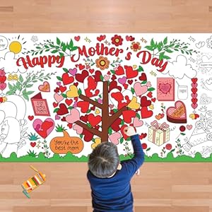 OHOME Mothers Day Giant Coloring Poster/Tablecloth - 30 x 72 Inches - Mothers Day Crafts for Kids Classroom - Happy Mothers Day Decorations from Daughter Son - Gifts from Kids OHOME Mothers Day Giant Coloring PosterTablecloth 30 x 72 Inches Mothers Day Crafts for Kids Classroom Happy Mothers Day Decorations from Daughter Son Gifts from Kids
