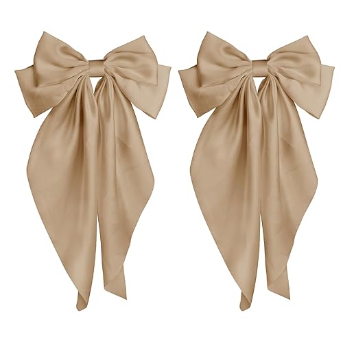 Miniatura 8 de Lazos morados para el cabello para mujer, 2 unidades, lazo de satén grande con cola larga, lazo de coqueta, clip para el cabello para despedida de