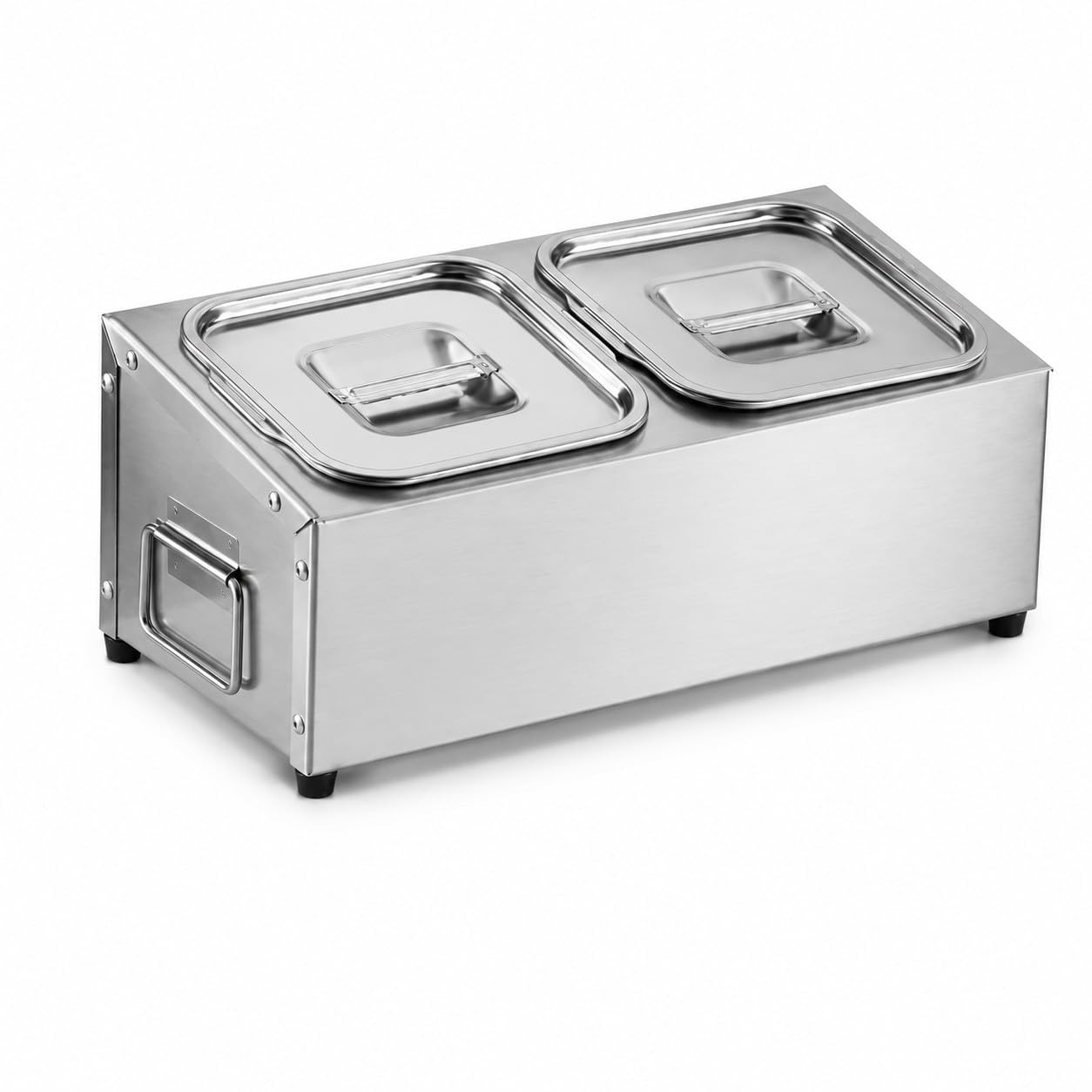 Bananaww Pizza Topping Station with Lids, Stainless Steel 2 Compartment Removable Condiment Containers, Pizza Ingredients Prep Station for Toppings, Garnish, Sauce, Salad Bar