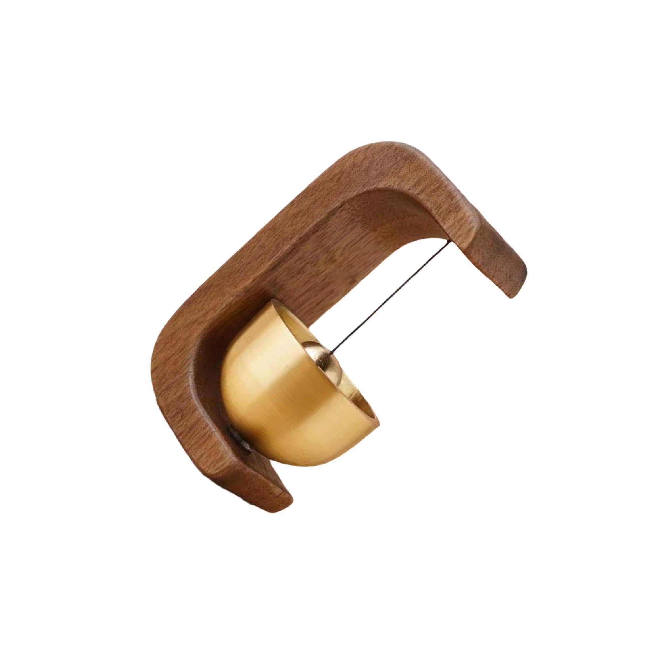 Pixzcsa Dark Brown Barn Entrance Wood Bell Ornament Vintage Shopkeepers Bell For Door Opening Decorative Welcome Wind Chime Door Measures Approx About, 3.5X2.5x7.5cm