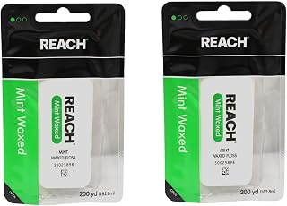 Reach Waxed Mint Dental Floss, 200 Yards Pack of 2 - Shred-Resistant, Superior Plaque Removal for Healthy Teeth & Gums
