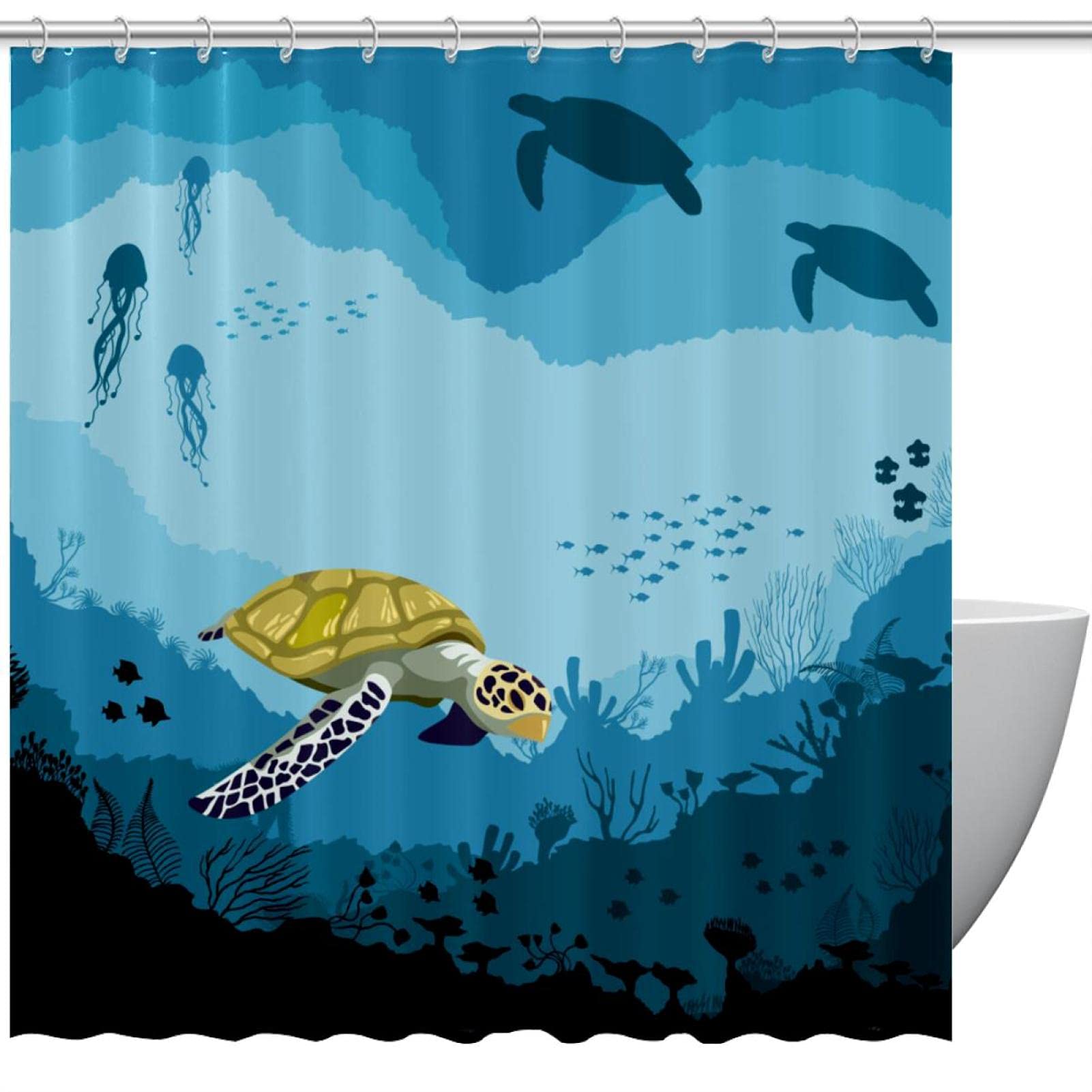 Rideau de douche tortue bleu : créez une ambiance océanique relaxante