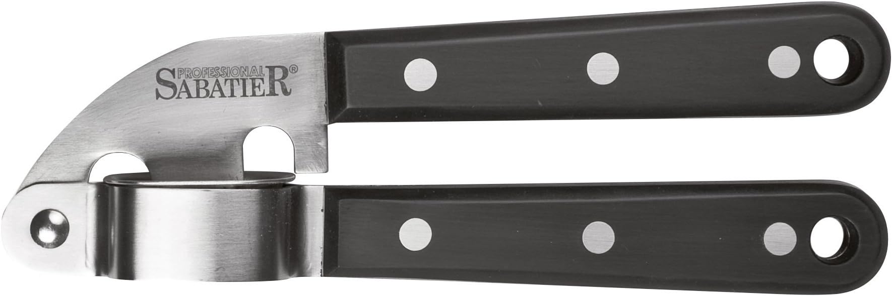 Professional Sabatier Stainless Steel Garlic Press (Robust Full Tang & Three Riveted Handle)