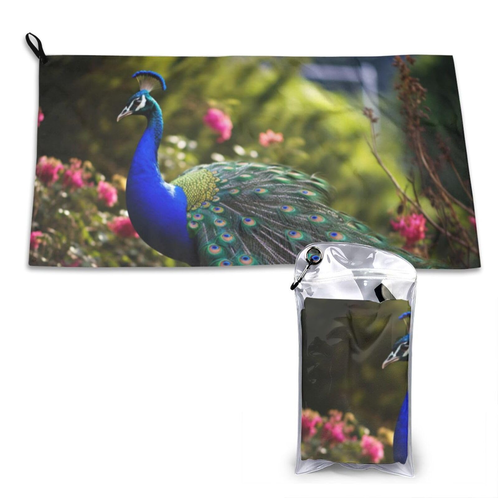 DUYKIMQW Beautiful peacock Print Quick Dry Towel 16x31.5in White