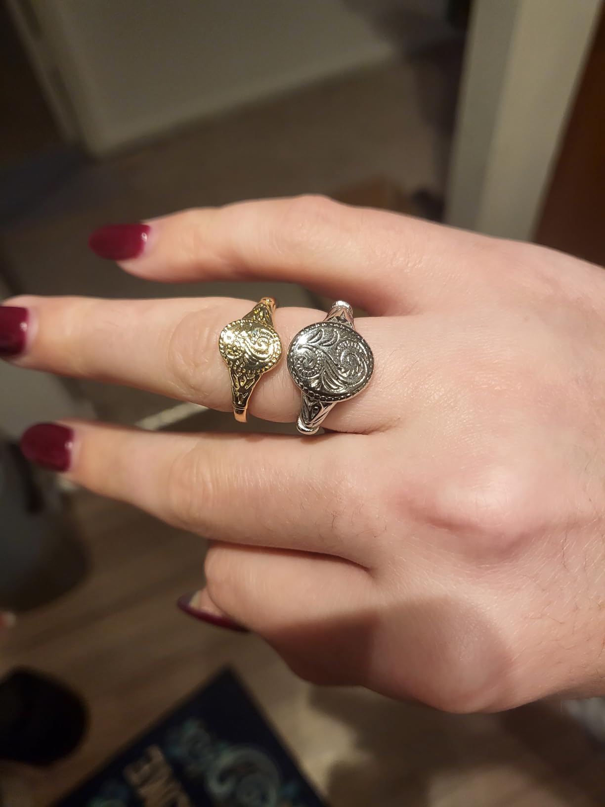 Mens Pinky Rings Stainless Steel Signet Pinky Ring White Shell