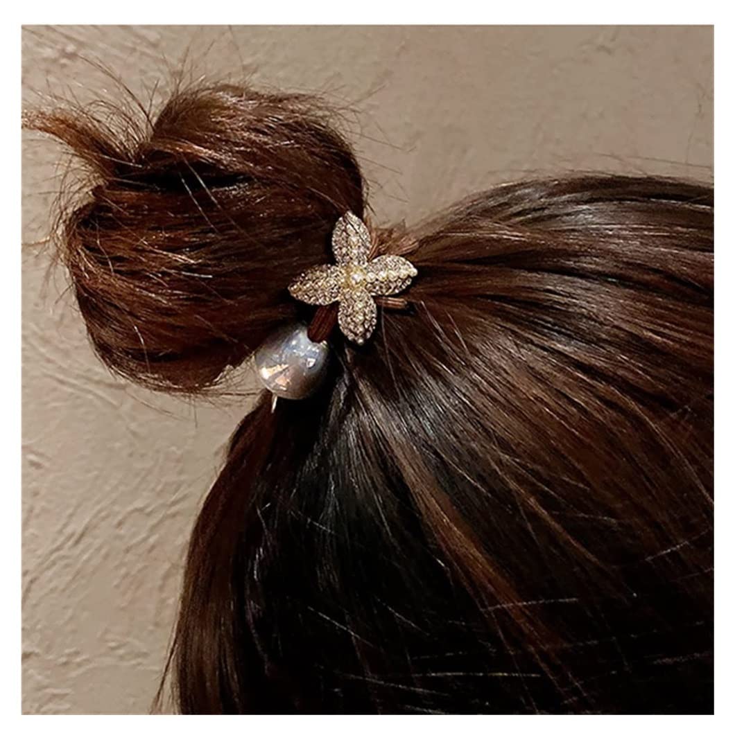 Elástico Gomas Pelo 5 Uds. Elegantes Gomas Para El Pelo Con Perlas Y Diamantes De Imitación, Cuerdas Elásticas Para, Accesorios Para Niñas Cuerdas