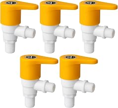 Royal Yellow 5 Pc PVC Angle Cock Tap Set | Plastic Angle Valve/Angle Tap for Bathroom, Geyser, Flush, Washing Machine | Wall Mounted | Leakproof | Rust-Free | Unbreakable Body