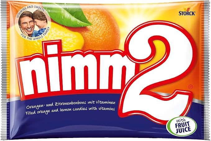 nimm2 - Caramelos duros rellenos sabor naranja y limón con vitaminas (1000g)