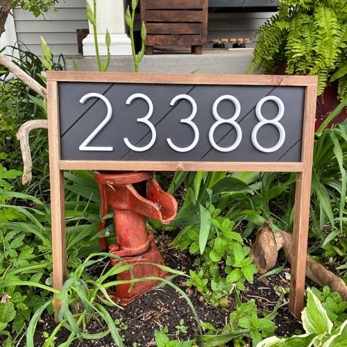 6 Inch White Modern House Numbers - Metal Floating House Numbers for Outside, Creats Attractive Interesting Shadows, High Gloss Number 2