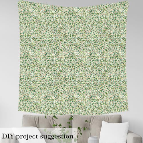 Daisy Floral Fabric by The Yard, Watercolor Chamomile Flowers Upholstery Fabric for Chairs Sofa, Summer Wild Botanical Fabric Waterproof, Decorative Fabric for Home DIY Projects, 2 Yards, Green Orange by Feelyou - Used condition - Image 3