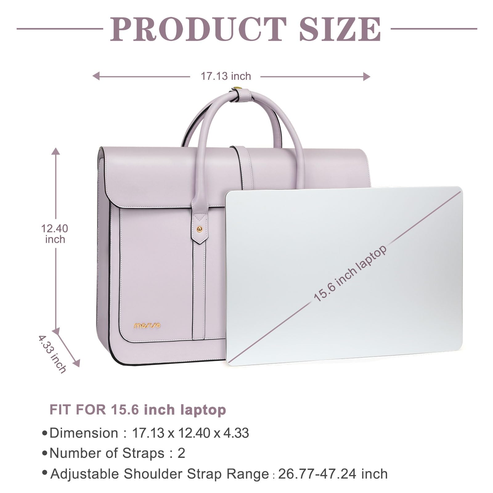 MOSISO Laptoptasche Damen 16 Zoll, 15-15,6 Zoll PU Leder Handtasche Umrüstbar auf Rucksack, Lässig Aktentasche Arbeitstasche Uni Tasche Reisen Schultertasche mit Schleifenknoten, Staubiges Flieder