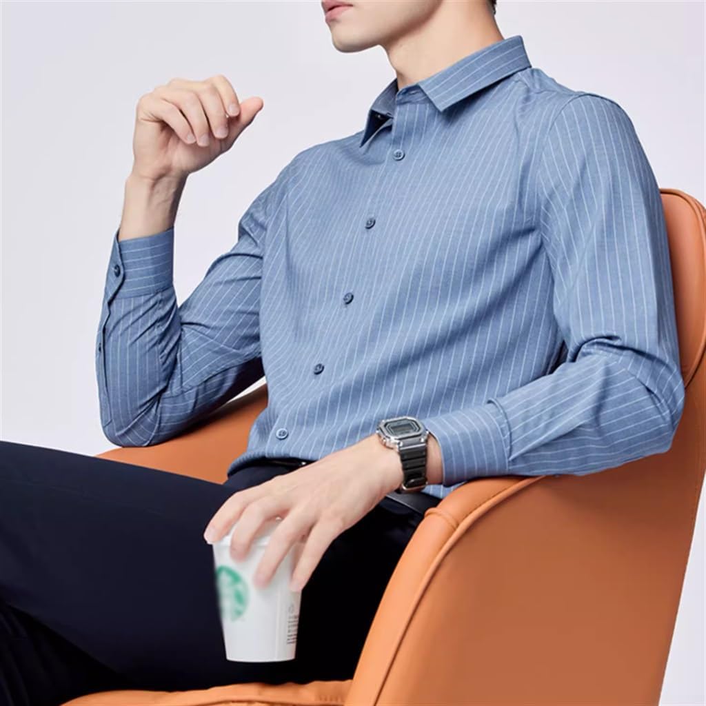 Vertical Striped Long-Sleeved Shirt Men's Fall Casual Light Business Versatile Men's Shirts