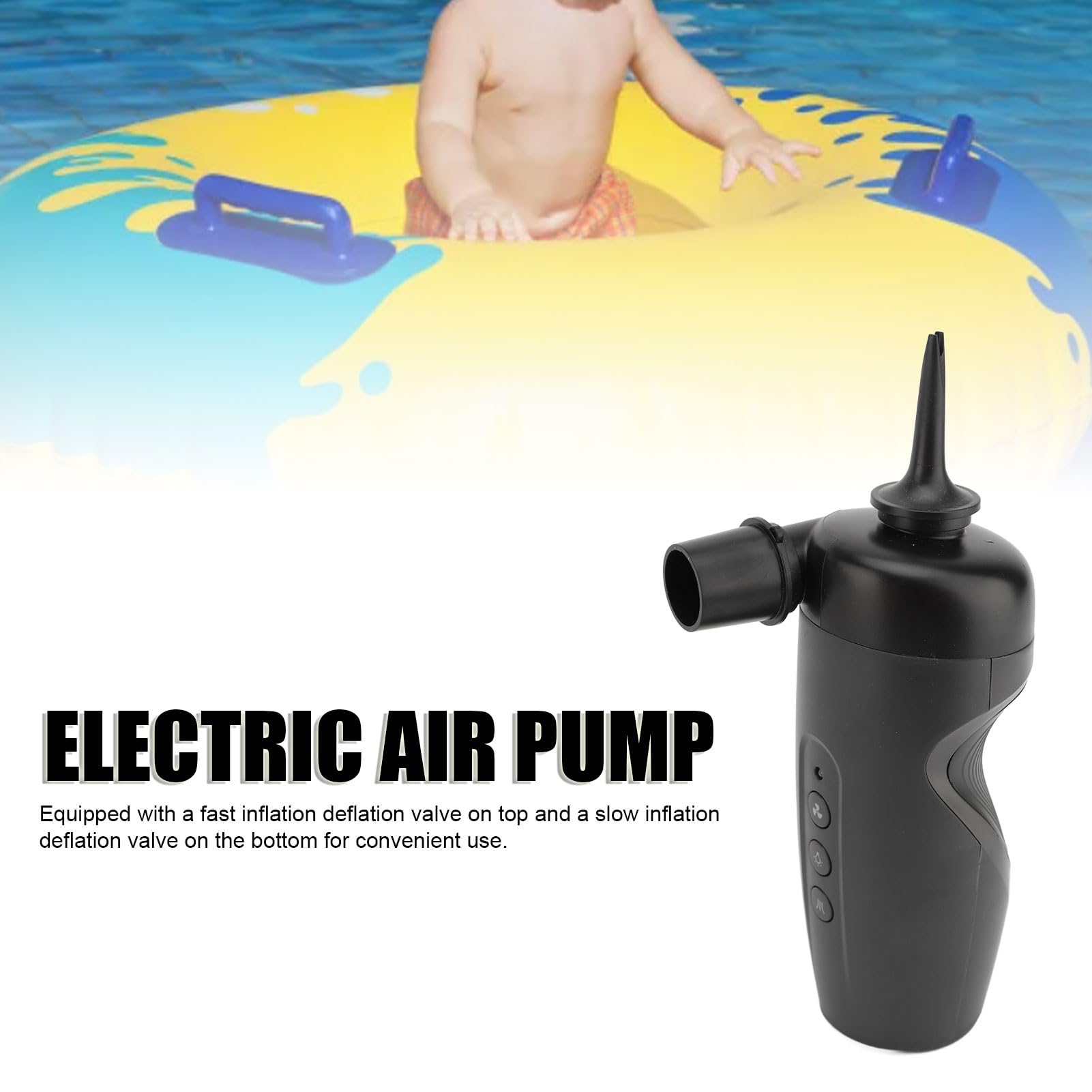 Pompa di Aria Elettrica Gonfiatore a Batteria Sgonfiatore Batteria da 3000 MAh Pompa Portatile con 8 Ugelli Luce a LED per Materasso Ad Aria Piscina Giocattoli da Campeggio