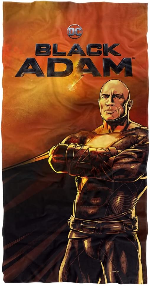 Black Adam Beach Towel, 30"x60" Black Adam Logo and Character Beach Towel