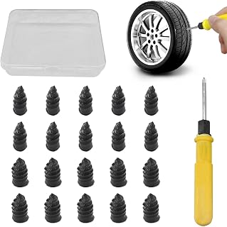 BDZMC 20PCS Tire Repair Rubber Nail, Tire Puncture Repair Tool Kit with Screwdriver, Self Service Vacuum Tire Repair Screw Plug, Tire Repair Kit for Car Truck Motorcycle Tractor (20PCS)