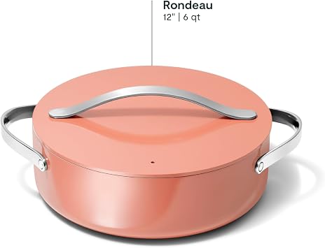 Caraway 6 qt Non-Stick Ceramic-Coated Rondeau Pot | Non-Stick Pan with Lid, Free From forever Chemicals, Perfect for Searing, Braising, and Roasting, Perracotta