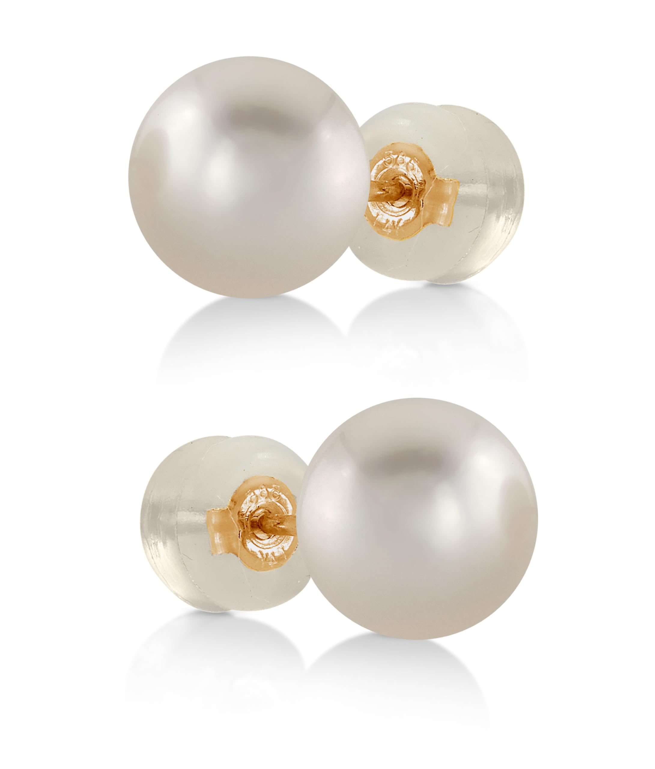 THE PEARL SOURCE White Japanese Akoya Pearl Stud Earrings for Women – Genuine Cultured Pearls, Hypoallergenic Jewelry with Secure 14k Gold Backing, Elegant Gift Box Included
