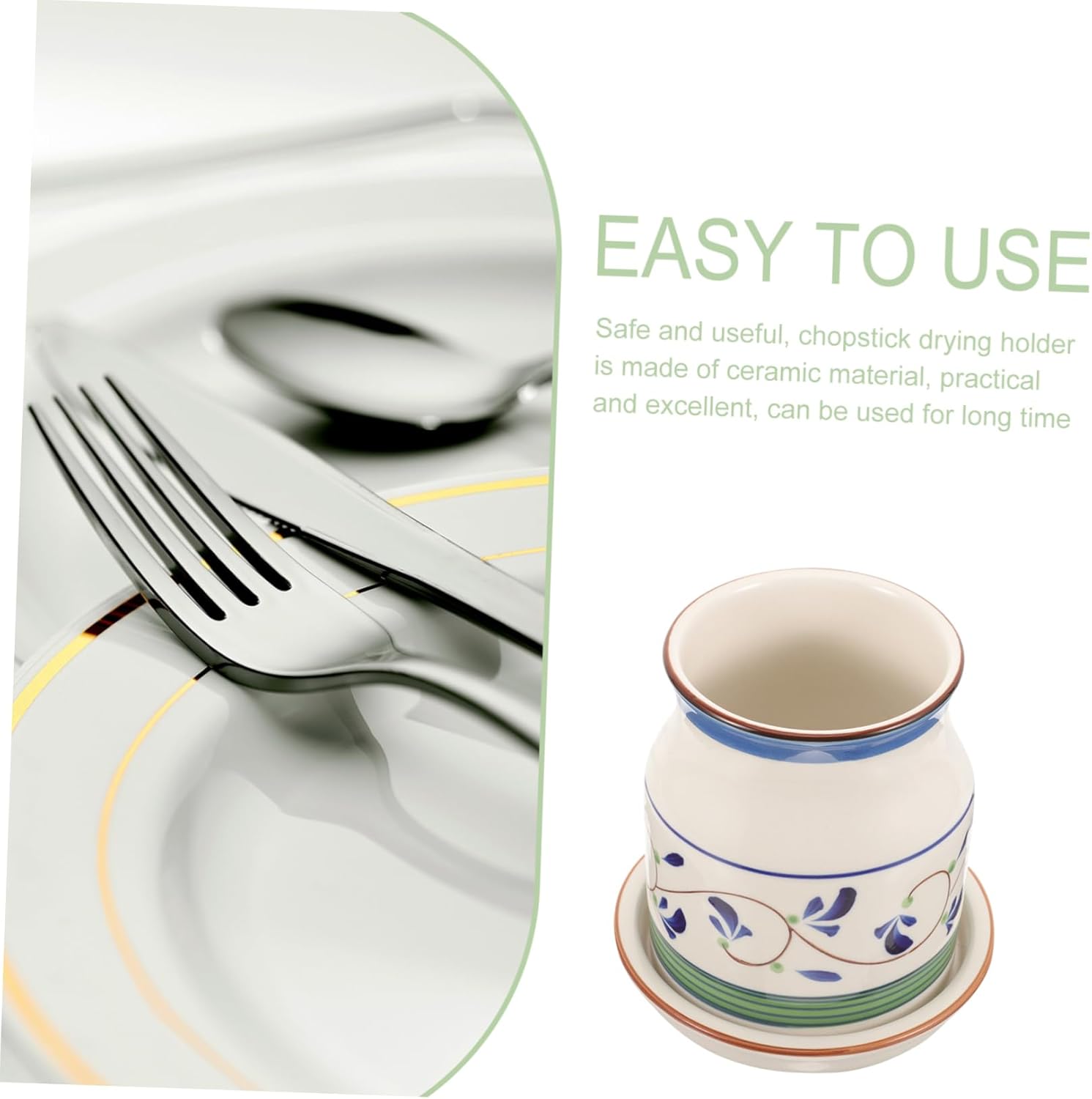 Ceramic Chopstick Draining Holder for Kitchen Tableware Space-saving Cutlery Organizer for Home and Restaurant Easy to Clean and Reusable for Drying Utensils