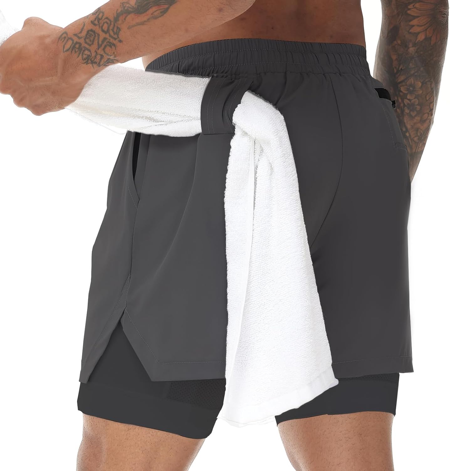 Muscle Killer Men's 2 in 1 Running Shorts Quick Dry Gym Athletic Shorts with Liner Workout Short for Men with Pockets