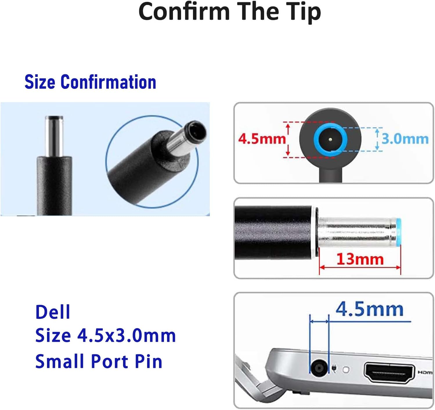USB C to Slim Laptop 100W PD Power Charger 4.5mm Connector Tip Fit for All 65W/45W Dell laptops with Round Power Connector, Including Inspiron 13 14 15,3000 5000 7000 Series, XPS, Vostro Series Cable image 2 of 6 B0B9H3TVCK