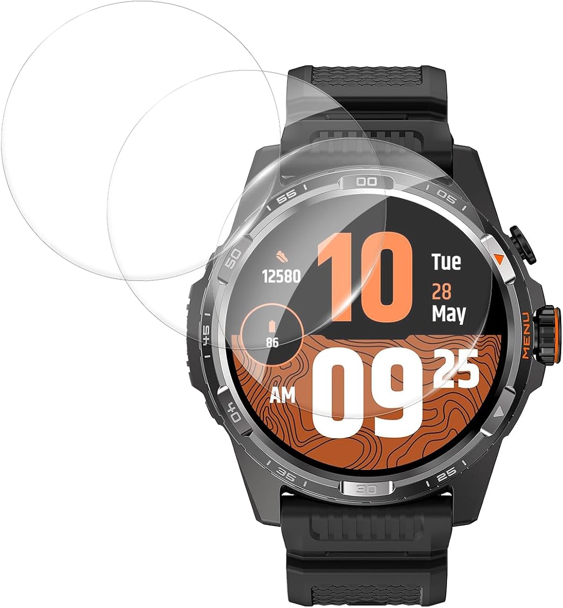 [3 Pack] Screen Protector for Ticwatch Atlas 1.43 Inch Smartwatch, Tempered Glass Compatible with Ticwatch Atlas Smart Watch, Anti-Scratch Sensitive Dropproof Screen Protector