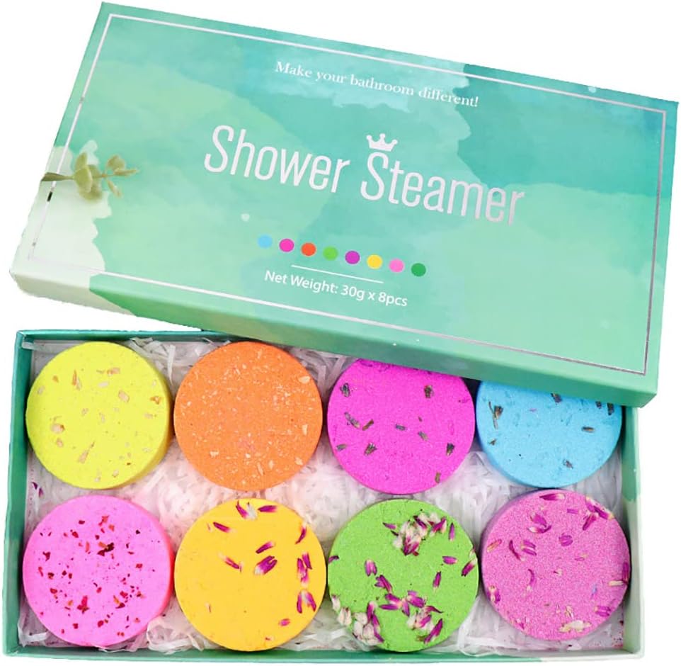 8Pcs Shower Steamers Aromatherapy, Aromatherapy Shower Bombs with Essential Oils, Mini Bath Bombs Tablets, Unisex, For Relaxing, Spa, Yoga, Birthday, Christmas, New Mom Gifts