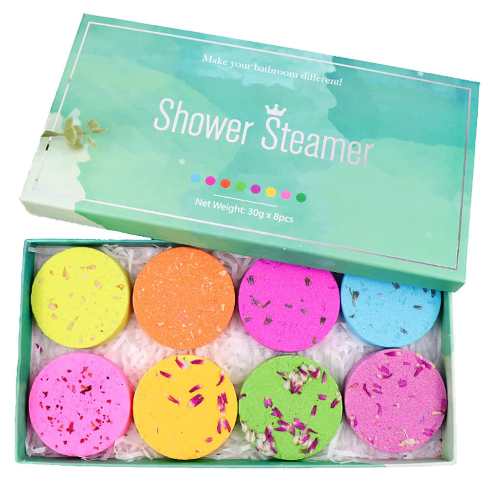 8Pcs Shower Steamers Aromatherapy, Aromatherapy Shower Bombs with Essential Oils, Mini Bath Bombs Tablets, Unisex, For Relaxing, Spa, Yoga, Birthday, Christmas, New Mom Gifts