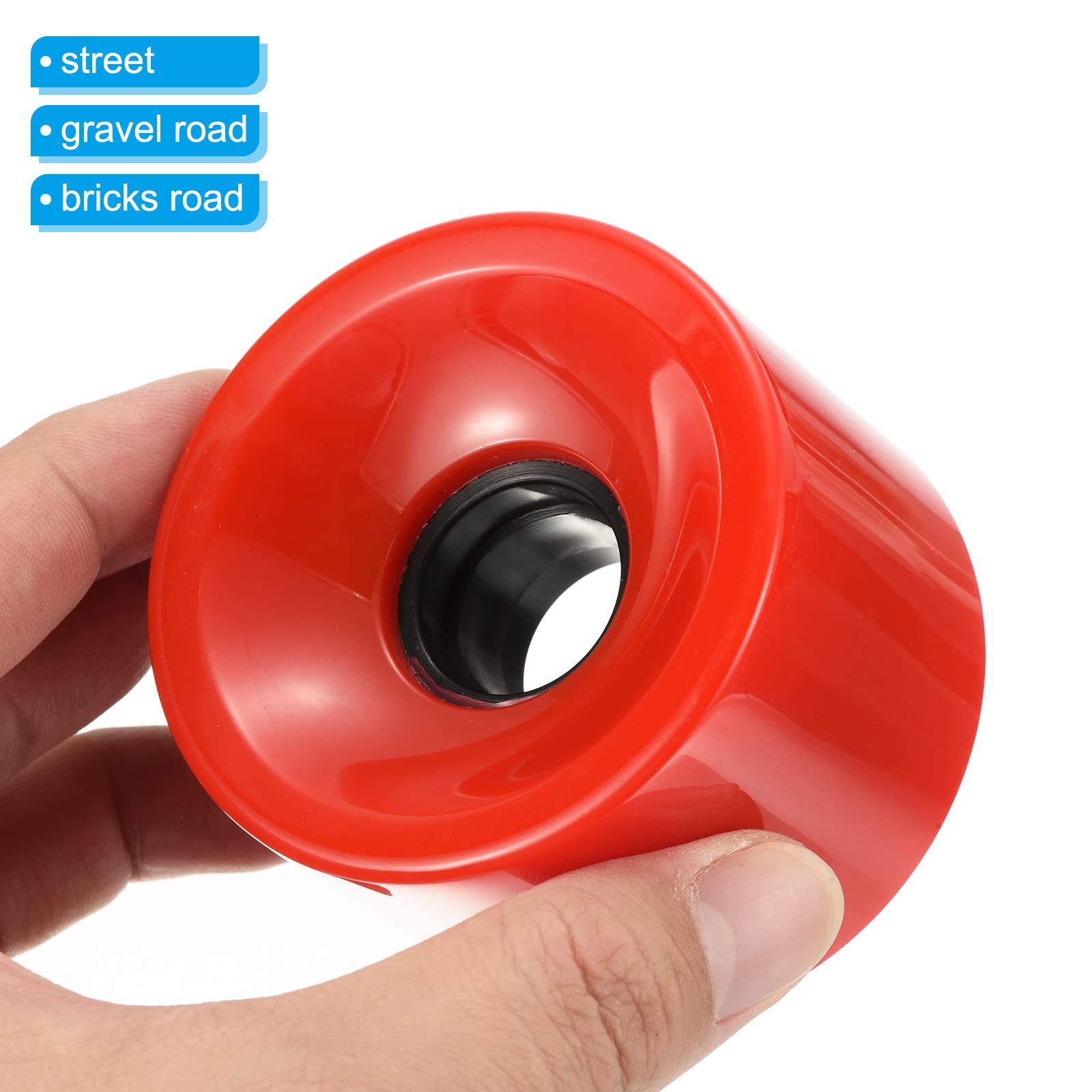 PATIKIL 70 mm 78 A Longboard Wheel, miękkie, 4-pak kółek cruiser, koła uliczne do deskorolek, zamiennik koła, PU, czerwone