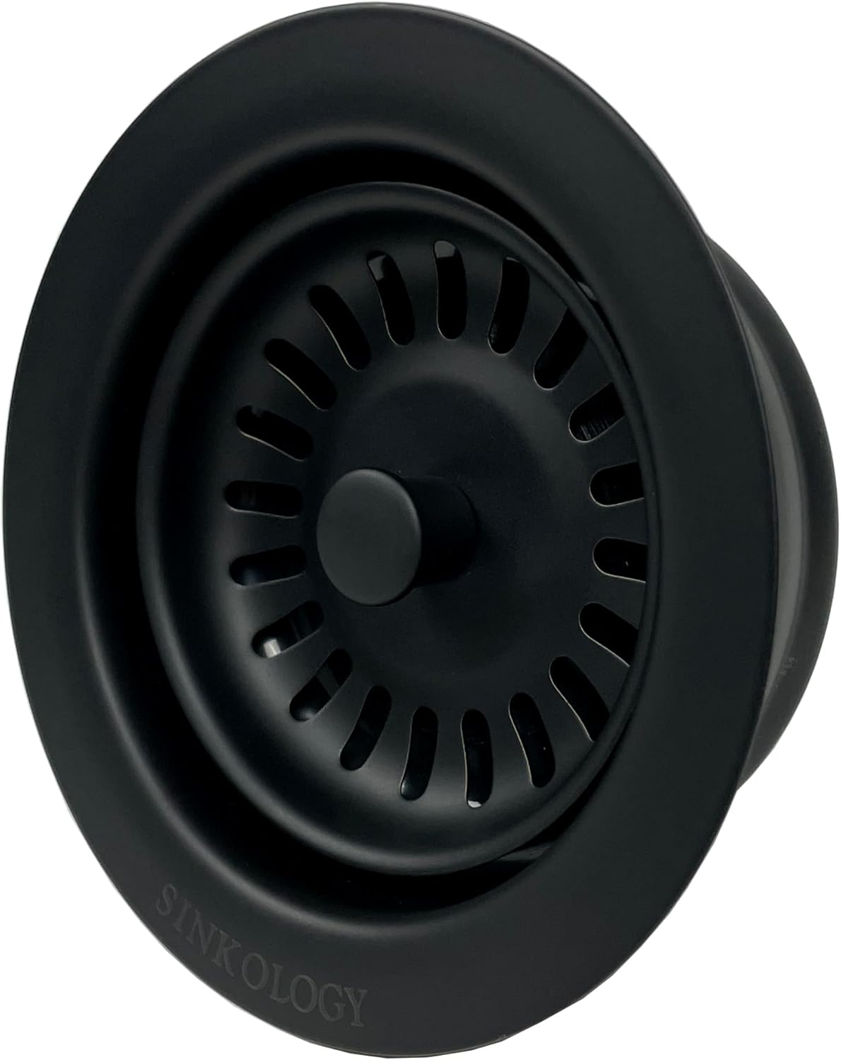 SinkSense Kitchen Sink Disposal Flange Drain with Stopper, Matte Black