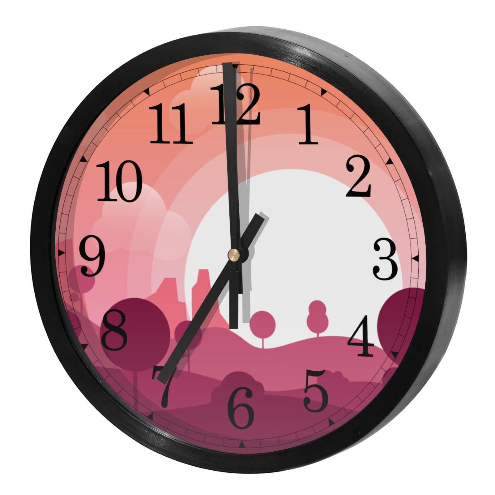 Horloge murale silencieuse pour cuisine et chambre coucher de soleil