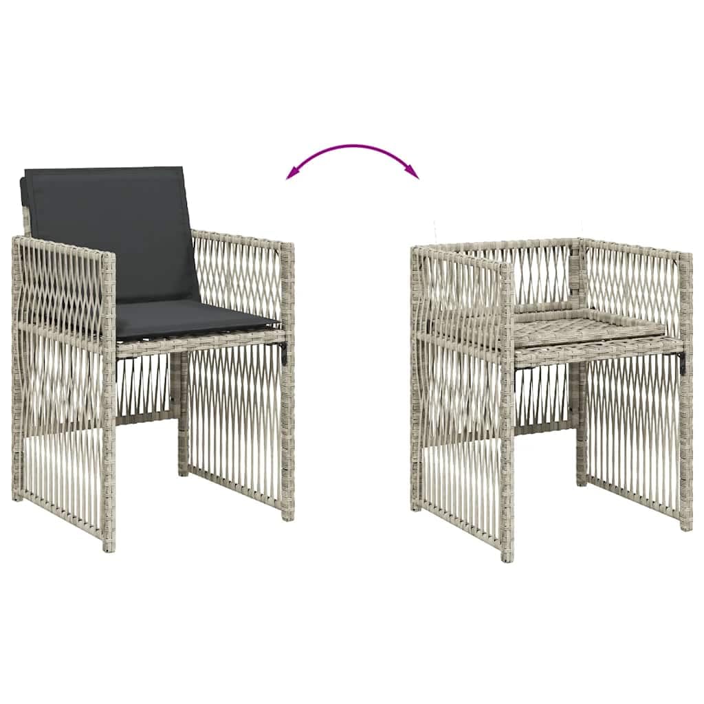 vidaXL Set de Comedor de Jardín y Cojines 5 pzas, Mesa y Sillas, Sillones de Relax, Asientos para Patio Terraza, Ratán Sintético Gris Claro