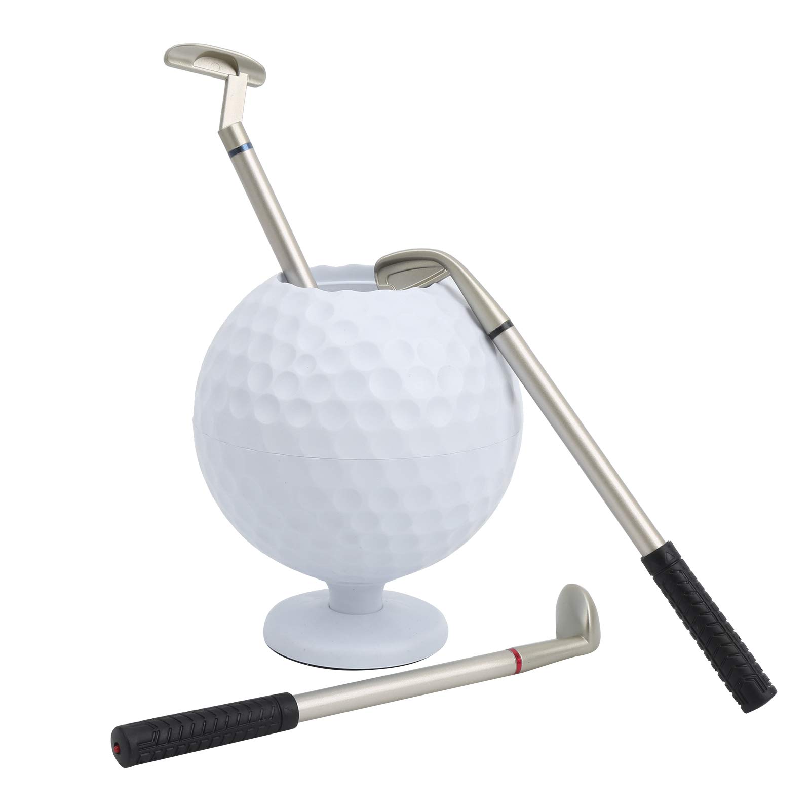 Keenso Ball Pen Set, Model Pen Holder with 3 PCS Ballpoint Pens, Personalized Desktop Mini Ball Pen Holder Gift, Souvenir for Men, Dad, Golfer, Lover