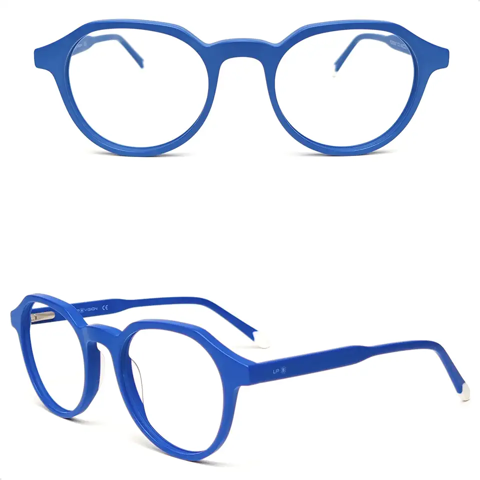 LP Vision - Óculos Para Telas Com Filtro Bloqueador Anti Luz Azul Sem Grau - Computador & Celular & Gamer & Descanso & Leitura - Redondo V2 Azul