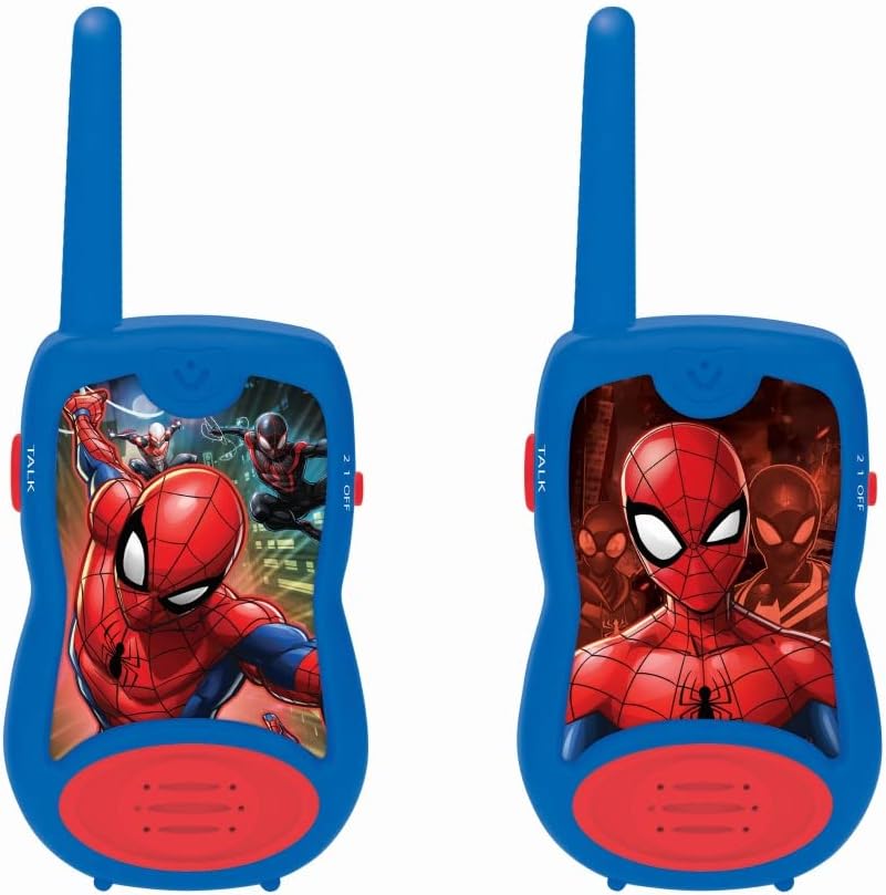 LEXIBOOK, Spider-Man, Walkie-Talkies 200m, Communication Game for Children, 2 Communication Channels, Belt Clip, Battery Operated, Blue, TW12SP