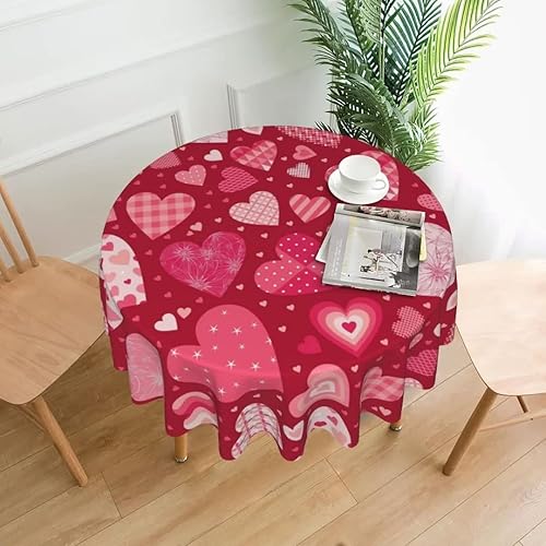 Vista 64 de AEIOAE Mantel cuadrado para el día de San Valentín de 60 x 60 pulgadas, mantel de corazones de amor, mantel de San Valentín, tela de poliéster