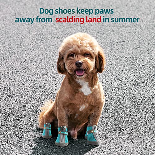 Dog Shoes For Small Dogs Boots, Breathable Dog Booties Paw Protector For Outdoor Walking, Puppy Shoes With Reflective Strips Rugged Anti-Slip Sole For Hardwood Floors Hot Pavement Winter Snow 4Pcs/Set #TOP6