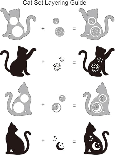 Miniatura 2 de GLOBLELAND 1 juego de 13 troqueles de corte de gato de flores para bricolaje, álbumes de recortes, de metal, gato, gatito, troquelados, plantillas