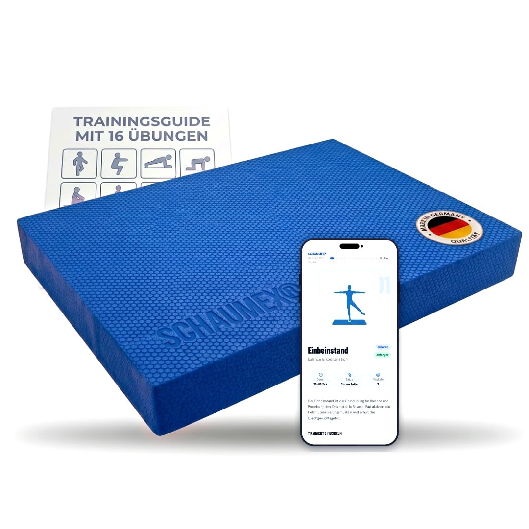 Balance Pad Made in Germany – Profi Gleichgewichtskissen für Fitness, Yoga & Physiotherapie – rutschfeste Hexagon-Struktur – Stabilitätstraining & Reha – inkl. 16 Übungen – 40×34×5 cm