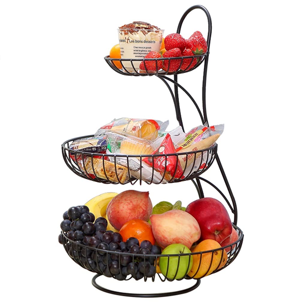 Organisateur de stockage de nourriture et fruits 3 niveaux pour table salon