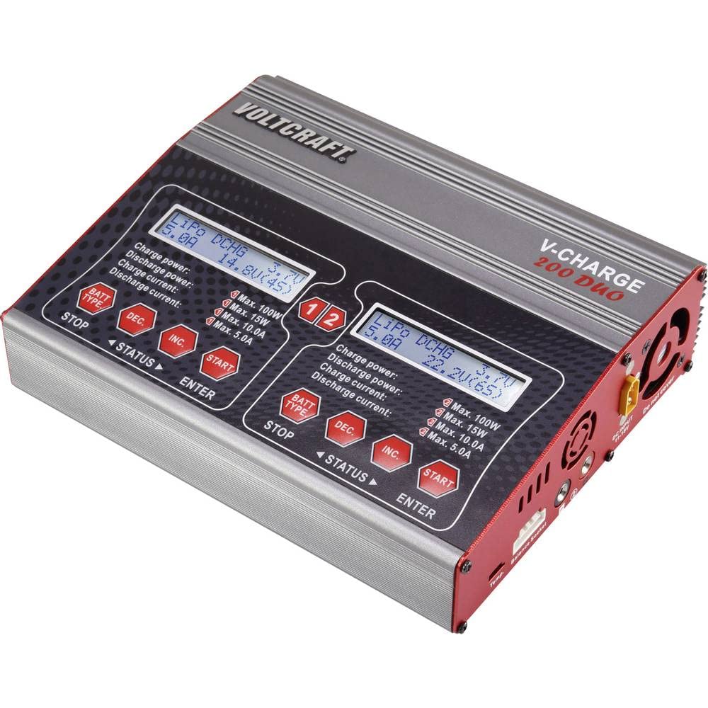 Voltcraft V-Charge 200 Duo Modellbau-Multifunktionsladegerät 12 V, 230 V 10 A Blei, NiMH, NiCd, LiPo, LiIon, LiHV, Blei, 1539603