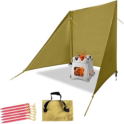 Amazon ウインドスクリーン 折り畳み式 焚火陣幕 陣幕 キャンプ 耐熱 耐火 165x60cm陣幕 風よけ 焚火 防風 焚き火リフレクター 風防 目隠し 帆布製 キャンプ 0 8kg軽量 コンパクト 収納袋付き ノーブランド品 バーベキューコンロ 焚火台