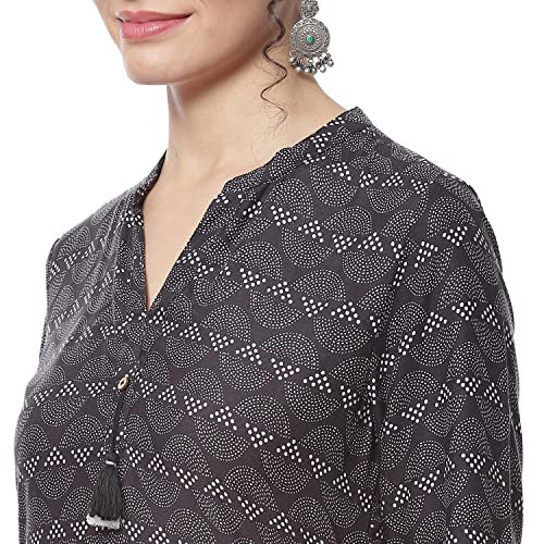 Image of Rangriti Black Liva Straight Kurta for Women