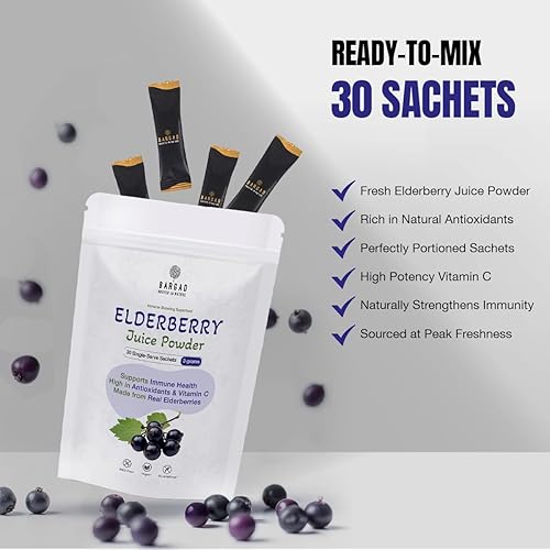 Miniatura 3 de Polvo de jugo de saúco  Apoya el sistema inmunológico saludable, 100% natural y vegano  Extracto puro de Sambucus Nigra  Sin OMG, sin gluten  Sin