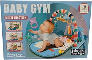 سجادة بيبي جيم مزودة بألعاب سيليكون طرية وألعاب للأطفال من عمر الولادة وحتى 12 شهرًا (تعمل بوصلة USB أو بالبطاريات) من ماكي ستور