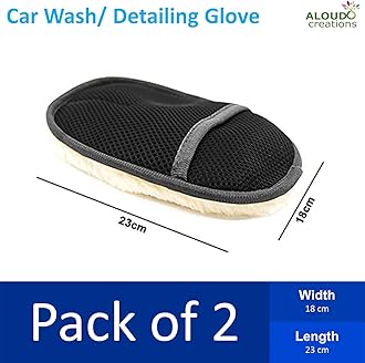 Aloud Creations High-Density Synthetic Lamb’s Wool Mitt Gloves | for Car & Bike Wash | Detailing | Pack of 2