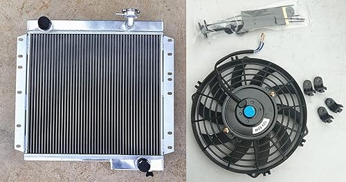 Radiador de aluminio de 3 filas + ventilador para Toyota Land Cruiser FJ40 FJ45 Gasolina MT 1970-1980 1971 1972 1973
