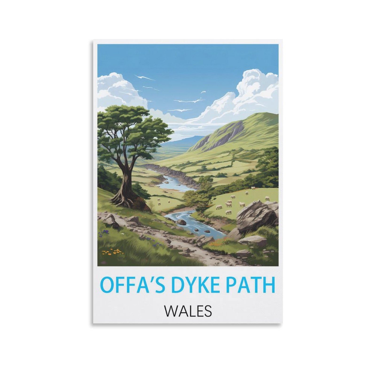Zbbggoz Unframe-Style Offa's Dyke Path Wales Vintage Travel Posters 12X18inch(30X45cm) Canvas Wall Posters And Art Picture Print Modern Family Bedroom Decor