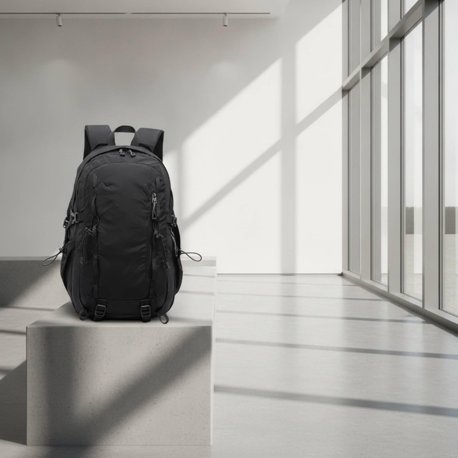 Milageto Zaino con Spallacci Imbottiti Multitasche Zaino con Tasche Laterali Ergonomico Borsa per Pendolari, Viaggio, Array, Nero